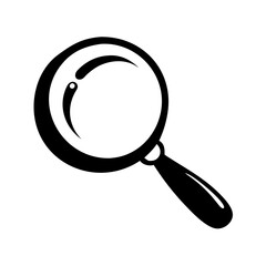 Simple black magnifying glass illustration isolated on a plain icon vector