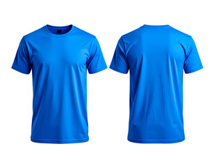 Blue t shirt apparel clothing fashion garment casual wear front back view on transparent background