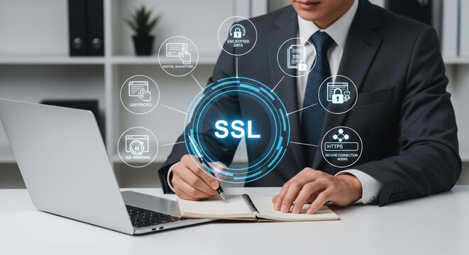 SSL Certificate and Secure Website Concept with Technology
