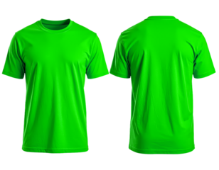 Green shirt apparel clothing fashion garment style casual wear mockup on transparent background