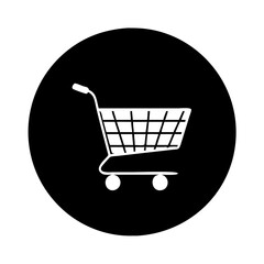 Isolated shopping cart in black and white with a circular background icon vector