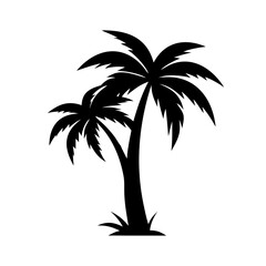 Silhouette of two palm trees against a , tropical design icon vector
