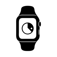 Black and white smartwatch displaying activity progress on the screen image icon vector