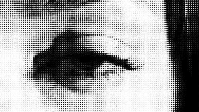 woman eye blinking halftone retro vintage animation 4k HD