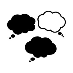 Three different thought clouds representing communication, imagination and contrasting perspectives icon vector