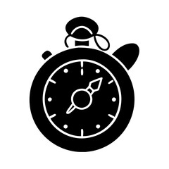 Silhouette of a Mechanical Stopwatch with Detailed Markings on its Face icon vector