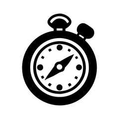 Detailed black and white vector image of a classic analog stopwatch icon vector