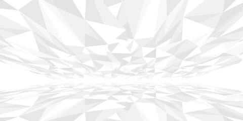 Perspective view gray and white triangle grid on transparent background
