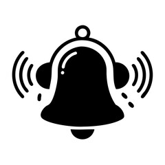 Simple yet striking black and white ringing bell icon illustration artwork icon vector