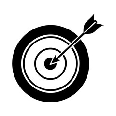 Arrow hitting the bullseye on a target, indicating success and accuracy icon vector