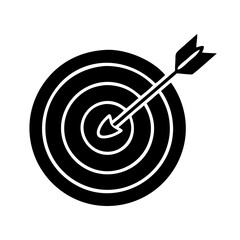 Simple black and white target with an arrow in the center icon vector