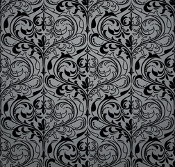 Floral pattern. Seamless vector background. Vintage wallpaper in the Baroque style. Gray and black ornament for fabric, wallpaper, packaging. Ornate Damask flower illustration