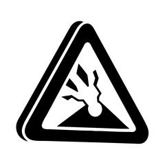 Beware of Falling Rocks Hazard Ahead Warning Symbol Isolated in Black and White icon vector