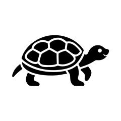 Cute Black Turtle Silhouette with Defined Shell Structure and Smiling Face icon vector