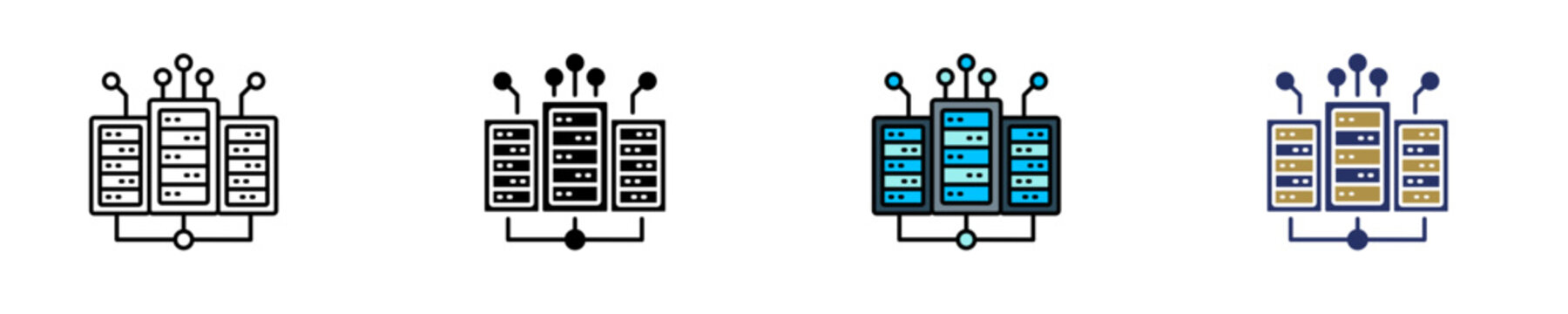 Data Center  Icon Set Multiple Style Collection
