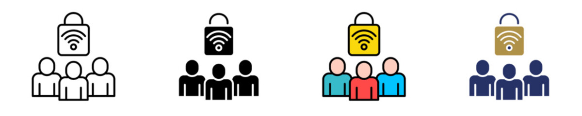 Public Wi-Fi Security  Icon Set Multiple Style Collection
