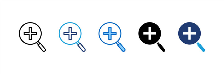 Fototapeta premium Zoom In icon set multiple style collection
