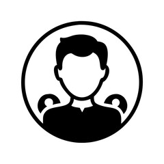 Anonymous person avatar with followers in a circular user interface graphic icon vector