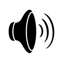 Simple black and white speaker icon showing volume and sound waves icon vector