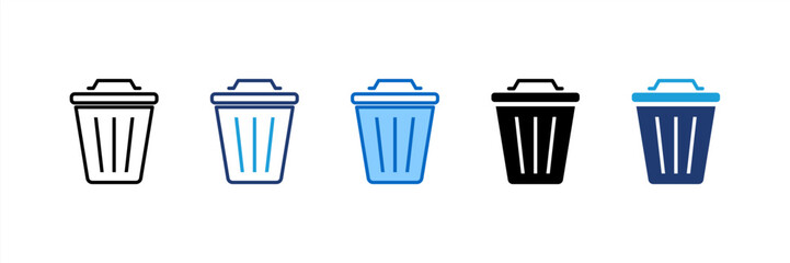 Bin icon set multiple style collection