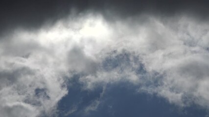 Clouds on Blue Sky Timelapse, Dramatic Stormy Cloudy Day, Fluffy Rainy Clouds View, Time Lapse - Powered by Adobe