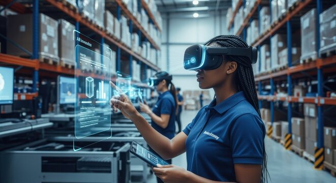 Cuttingedge augmented reality system optimizing realtime inventory management in storage hub.