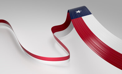 3D Wavy ribbon in Texas flag colors, flowing with national pride and elegance. 3D Illustration