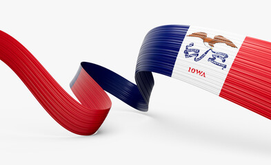 3D Wavy ribbon in Iowa flag colors, flowing with national pride and elegance. 3D Illustration
