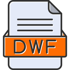 DWF File Format Vector Icon Design