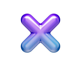 Obraz premium 3D Glossy multiply symbol with a purple-blue gradient, soft reflections and depth. 3D Illustration