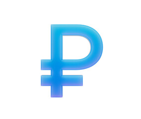 3D Gradient blue Russian Ruble symbol, modern style with a glossy futuristic finish. 3D Illustration