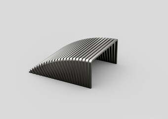 Staple pins form a structured, modern archway, creating a sleek geometric composition. 3d...