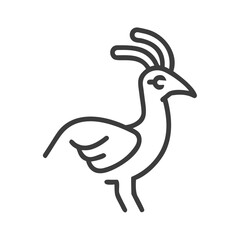 A stylized, geometric illustration of a yellow bird or dove, with simple angular wings and beak, against a plain white background.
