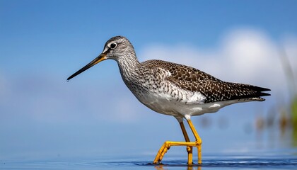 Elegant sandpiper wades through the shallows, a perfect balance of nature's artistry
