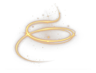 Light, swirl, magic, shimmer, glow form a golden PNG spiral. This PNG Overlay adds transparent, glistering light swirl for winter, motion, or abstract festive compositions. © Александр Куспляк