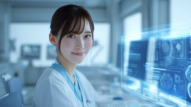 日本人女性医師が診療中 - Powered by Adobe