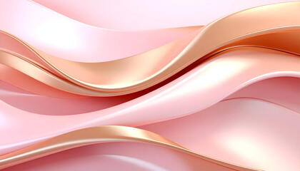 A flowing abstract design featuring soft pink and rose gold waves.