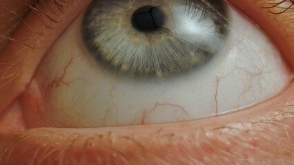 Macro shot of human blue eye with visible iris texture