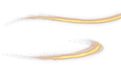 Futuristic orange energy streak PNG with glowing neon light and spark trail. Ideal for sci-fi HUD, cyber motion graphics, tech effects, or digital abstract design.