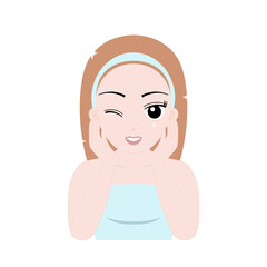 Winking Woman Applying Skincare Product