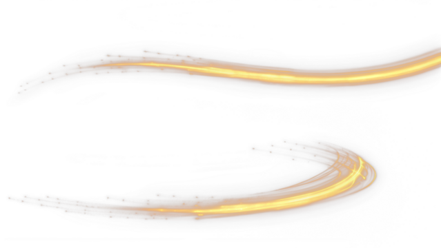 Futuristic orange energy streak PNG with glowing neon light and spark trail. Ideal for sci-fi HUD, cyber motion graphics, tech effects, or digital abstract design.