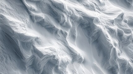 Fototapeta premium Alpine snow surface aerial view natural wind patterns sculptured formations textured white powder compact ridges organic striations