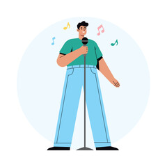 Singing On Mic Vector  illustration. EPS 10 file