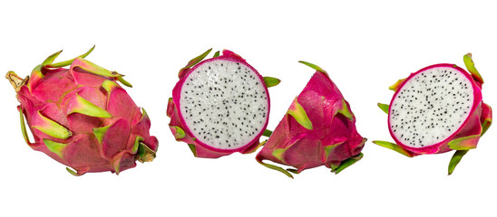 Dragon fruit (Pitaya) isolated on white background cutout