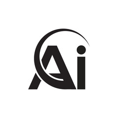 Black and White AI Logo with Arched Line