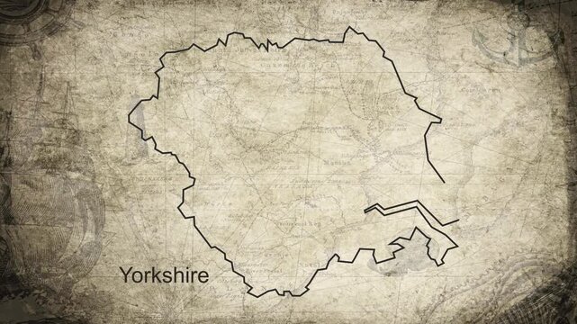 Yorkshire map drawn on a cartography background sheet of paper
