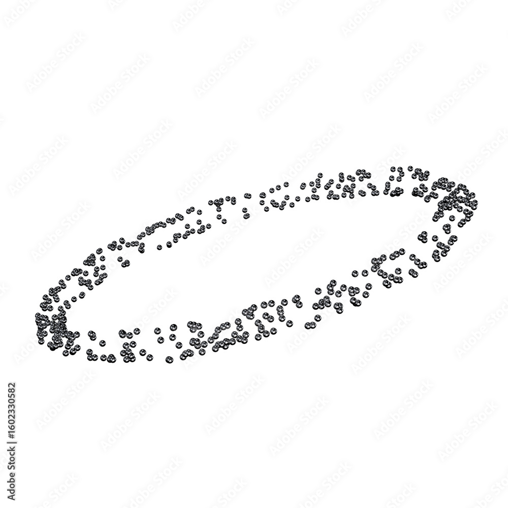 Poster abstract metal particles simulation ring 3d shape isolated. futuristic chrome particles circle eleme