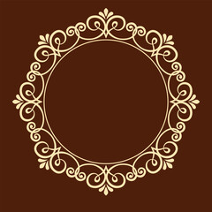 Decorative frame Elegant vector element for design in Eastern style, place for text. Floral golden and brown border. Lace illustration for invitations and greeting cards