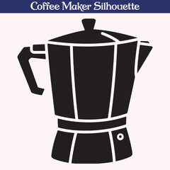Moka Pot Coffee Maker Silhouette Icon Isolated on White