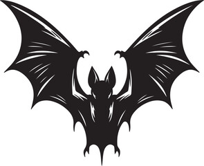 Obraz premium Fierce Bat Silhouette with Spread Wings and Ornate Detailing – Vector Illustration